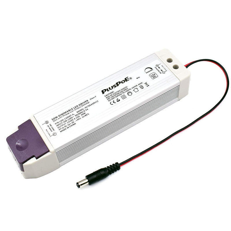 12V 50W Dimmable LED Driver,110V AC - 12V DC Isolation Protection Led Transformer Dimming Power Supply, Compatible with Lutron and Leviton Dimmer for 12V Constant LED Lighting, Quiet Operation. 12V50W