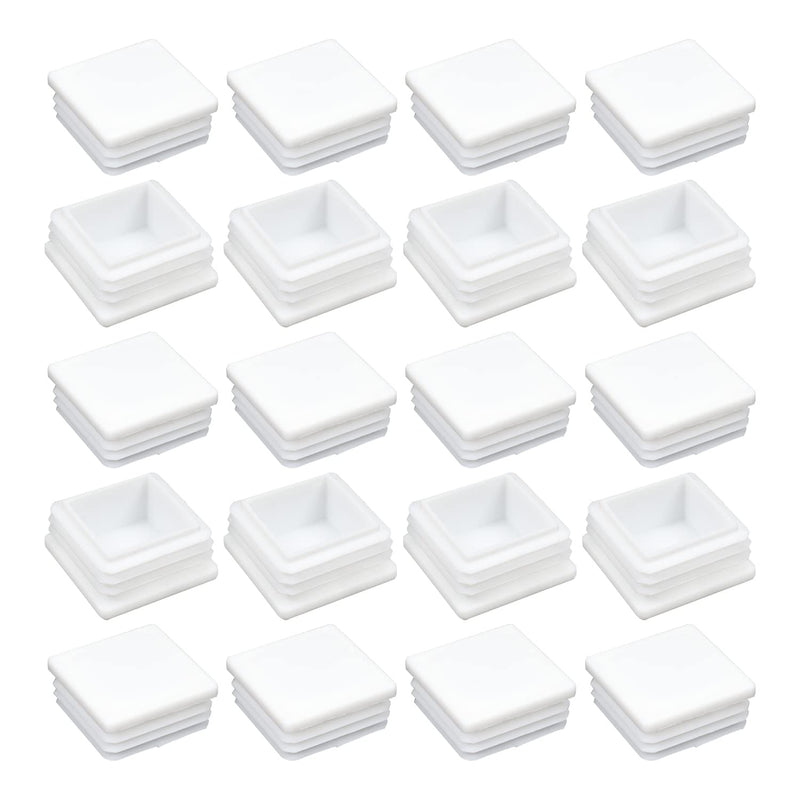 MroMax 20PCS 1.5" x 1.5" (LxW) Plastic Tubing Plug Square Post End Caps for Handrail Stair Newel Guardrail Tube White