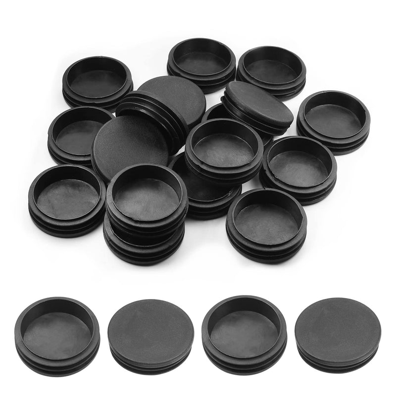 MroMax 24PCS 60mm/2.36" Dia Plastic Tubing Plug Round Post End Caps for Handrail Stair Newel Guardrail Tube Black Dia 60mm