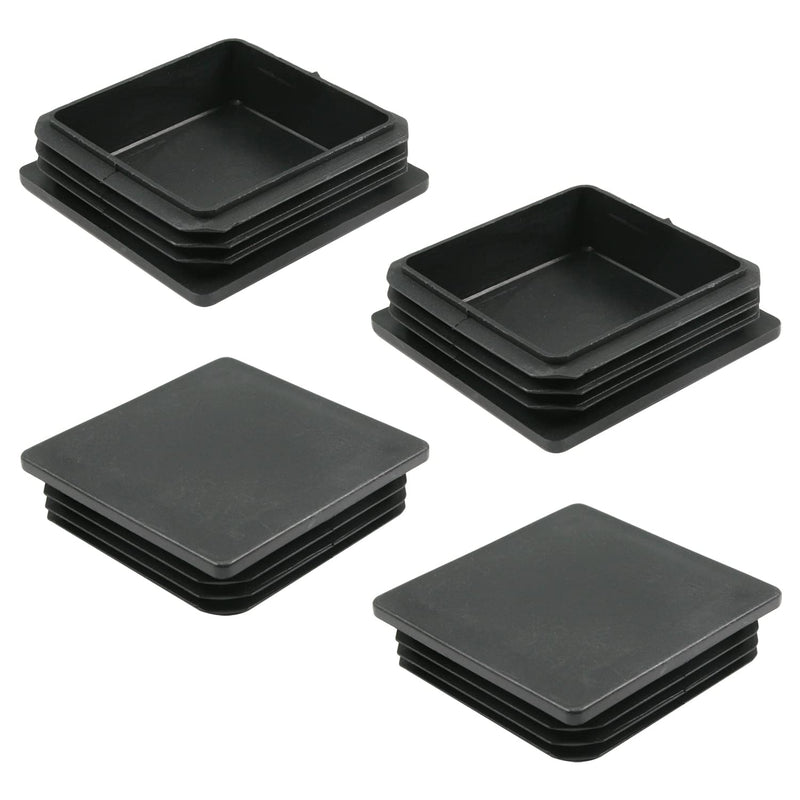 MroMax 4PCS 3.54" x 3.54" (LxW) Plastic Tubing Plug Square Post End Caps for Handrail Stair Newel Guardrail Tube Black 90x90mm