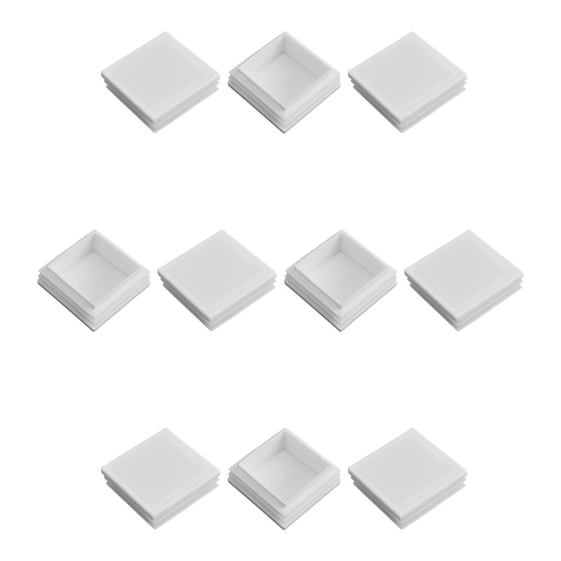 MroMax 20PCS 1.97" x 1.97" (LxW) Plastic Tubing Plug Square Post End Caps for Handrail Stair Newel Guardrail Tube White