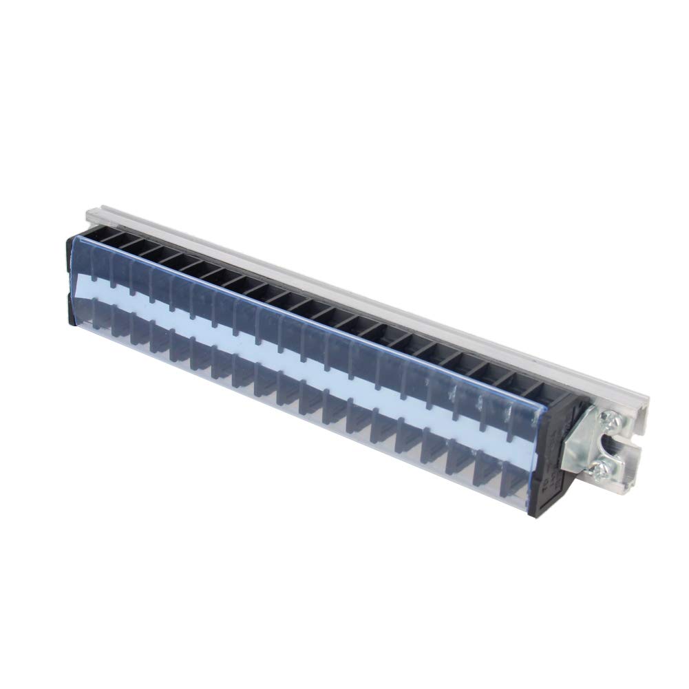 Fielect 5Pcs Barrier Terminal Strip Block Dual Rows 20 Positions 660V 15A Covered Barrier Screw Terminal Block Wire Barrier Block Terminal Strip, TD-1520