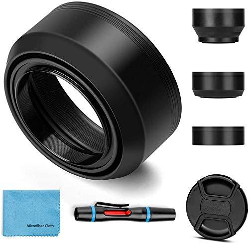 49mm Lens Hood Universal Collapsible Lens Sun Shade Hood with Centre Pinch Lens Cap for Canon Nikon Sony Pentax Olympus Fuji Camera 49mmm