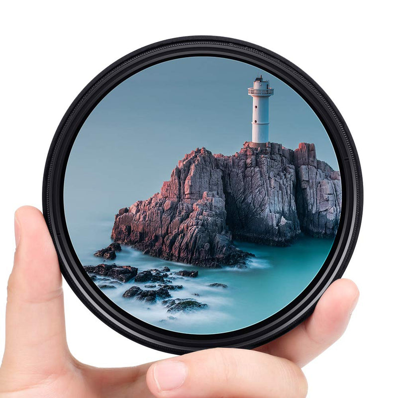 55mm ND Filter Slim Variable ND Neutral Density Filter Adjustable ND Fader ND2-ND400 Lens Filter for Canon Nikon Sony Pentax Olympus Fuji DSLR Camera 55mm