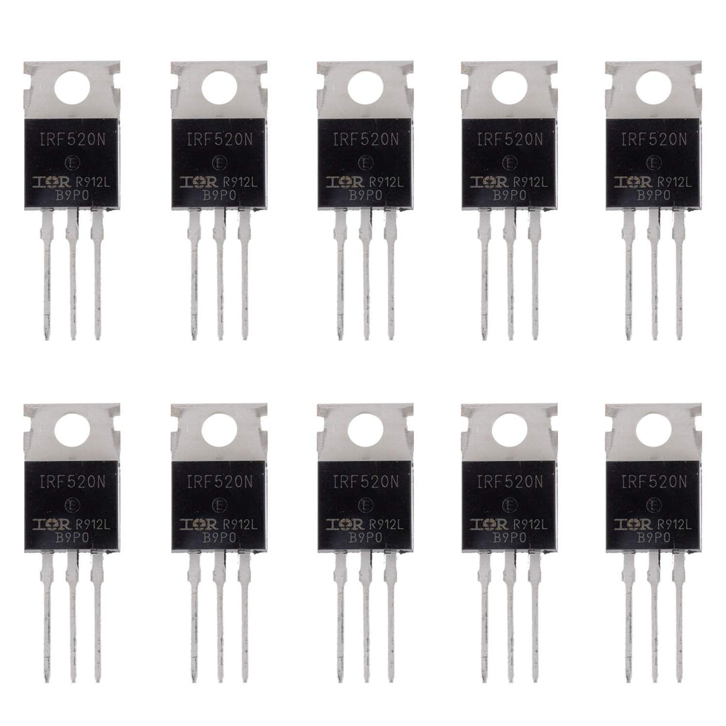 BOJACK IRF520N MOSFET Transistors IRF520N 9.7 A 100 V N-Channel Power MOSFET TO-220AB (Pack of 10 Pcs)