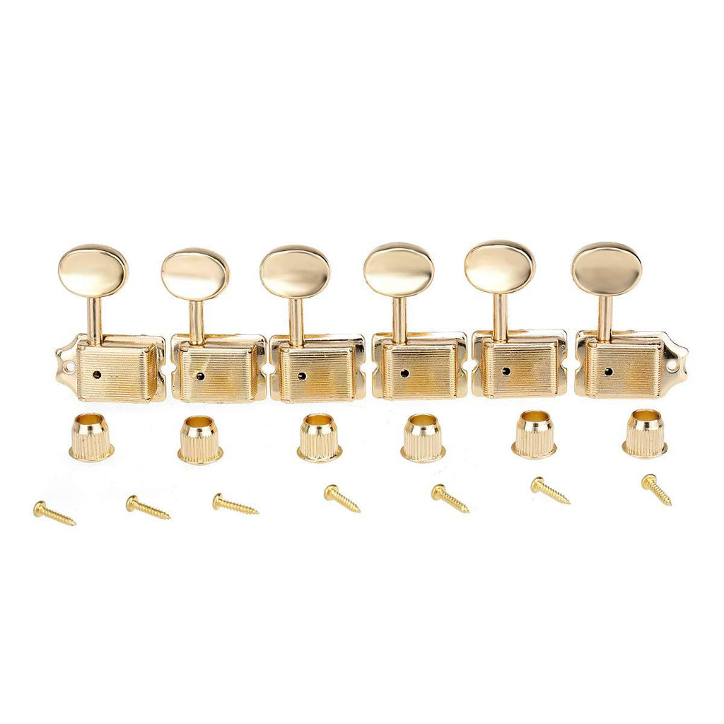 Musiclily Pro Vintage Guitar Tuners Split Shaft 6 in Line Machine Heads Tuning Pegs Keys Set for Squier Classic Vibe Fender Strat/Tele Style, Gold