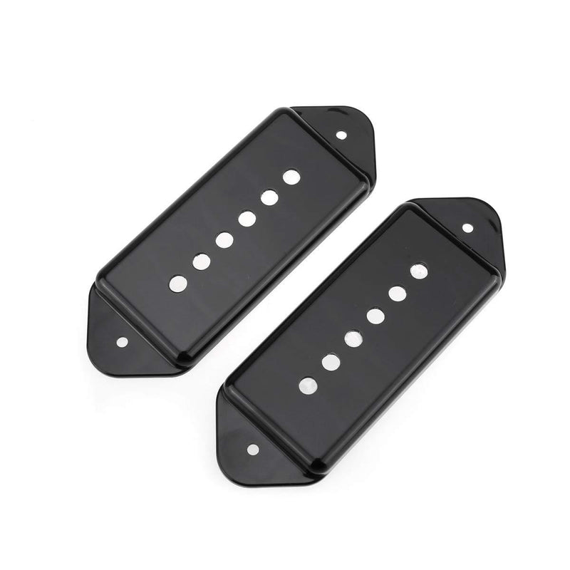 Musiclily Pro 49.2mm P90 Dog Ear Short/Low Neck Position Pickup Covers for USA Les Paul/Vintage Style Epiphone, Black (Set of 2)