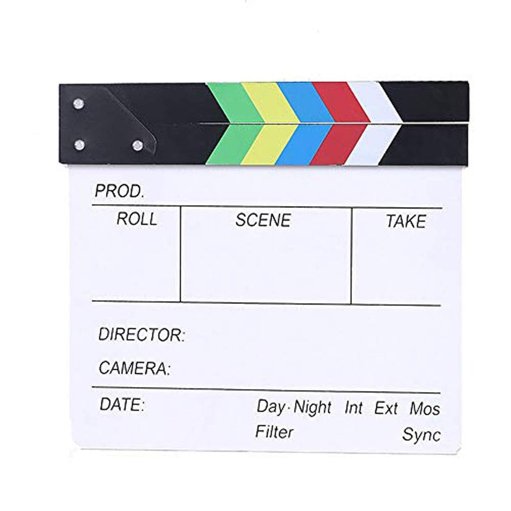 BERON Professional Vintage TV Movie Film Clap Board Slate Cut Prop Director Clapper (Colorful) Colorful