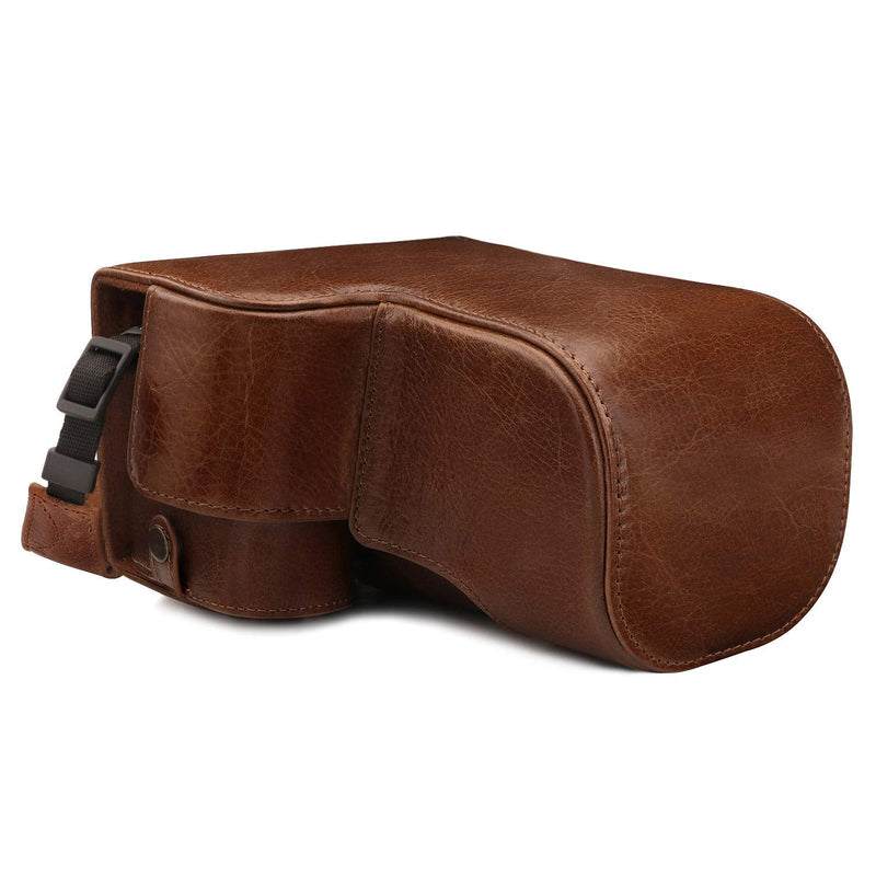 MegaGear Ever Ready Genuine Leather Camera Case Compatible with Sony Alpha A6600 Dark Brown