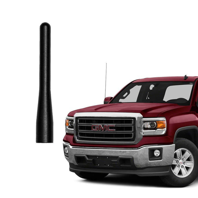 GM Truck Short Radio Antenna, Compatible with 1999-2021 Chevy Silverado/GMC Sierra 1500 2500 3500 Truck Pickup Direct Replacement Antenna Rod, Matte Black 3.6 Inch 6061 Aluminum, Car Wash Safe Proof