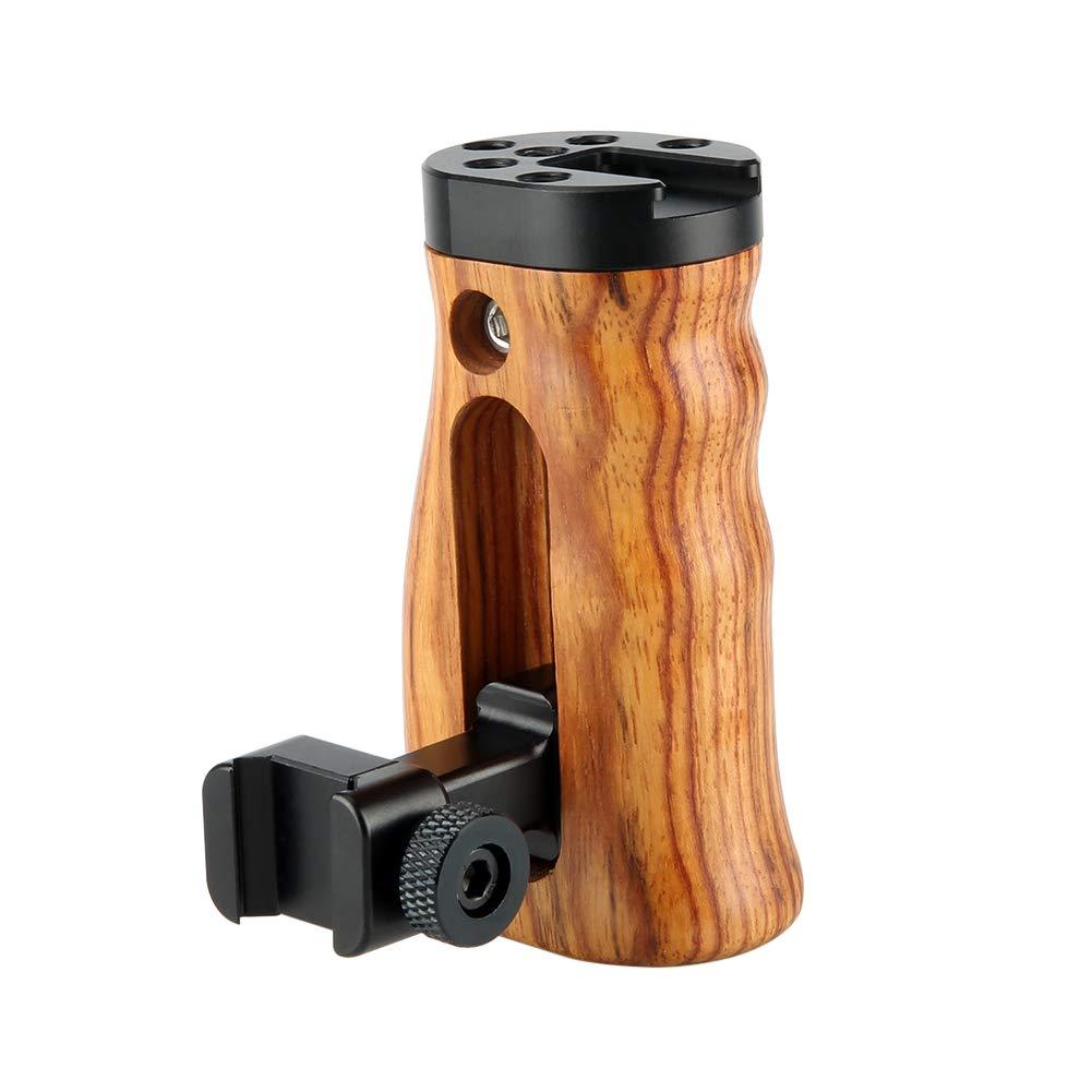 NICEYRIG NATO Quick Release Wooden Handle, Universal Side Grip with Mounting Holes Cold Shoe - 268
