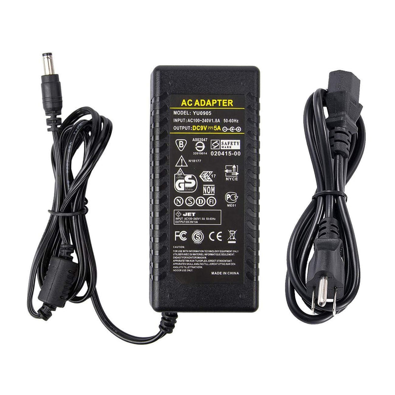 9V 5A Power Supply,COOLM 9V 5A Power Adapter 45W DC9V5A 5000ma AC 110V-240V Transformers Interface 5.5 x2.5mm AC to DC Charger
