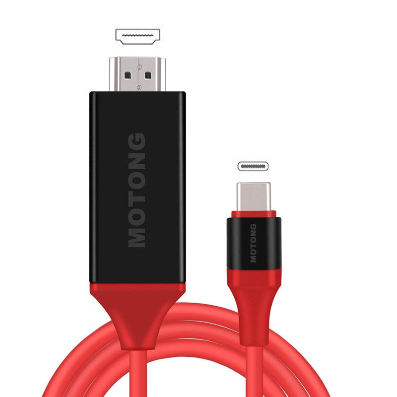 USB C to HDMI Male Cable 6.6ft (4K@30Hz), MOTONG USB Type C to HDMI Cable for MacBook Pro 16'' 2019/2018/2017, MacBook Air/iPad Pro 2019/2018, Surface Book 2, Samsung S10, and More(30Hz) 30HZ Red