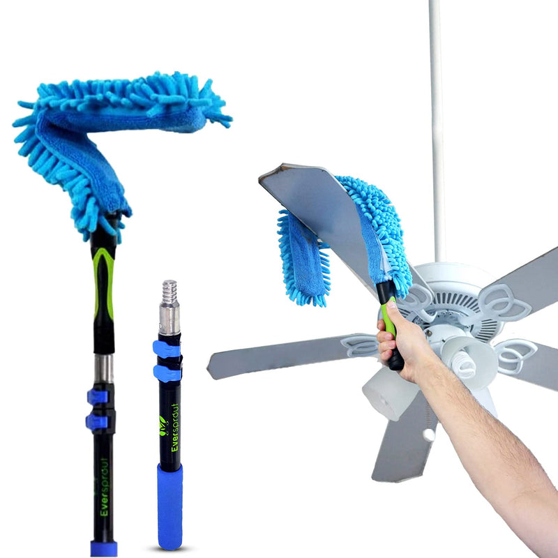EVERSPROUT 1.5-to-4.5 Foot Flexible Microfiber Ceiling Fan Duster with Extension Pole | 8-10 Ft Standing Reach | Bendable to Clean Any Fan Blade | Dusters for Cleaning | Long Duster for High Ceilings