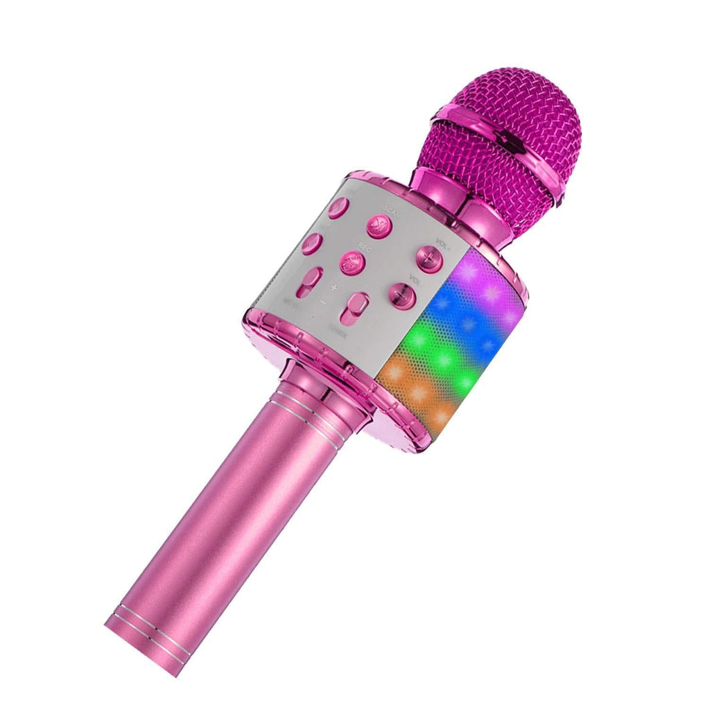 Karaoke Microphone for Kids, Wireless 4 in 1 Bluetooth Karaoke Machine, Handheld Portable Microphone with LED Lights, Record Function, Compatible with Android & iOS Device (Purple) Purple