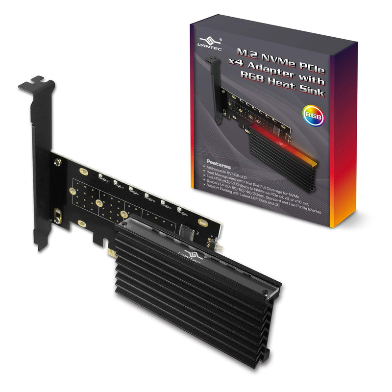 Vantec M.2 NVMe PCIe x4 Adapter with ARGB Heat Sink (UGT-M2PC12-RGB)