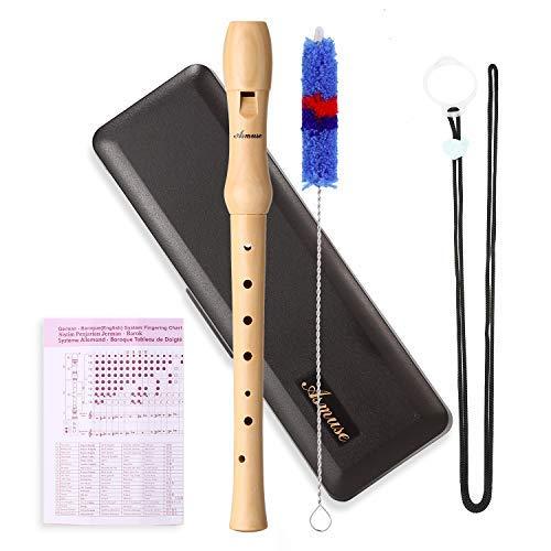 Asmuse Recorder Instrument German Style Soprano Recorder Maple Wood 8 Hole C Key musical Instrument for children Students and beginners with Cleaning Rod Storage Case