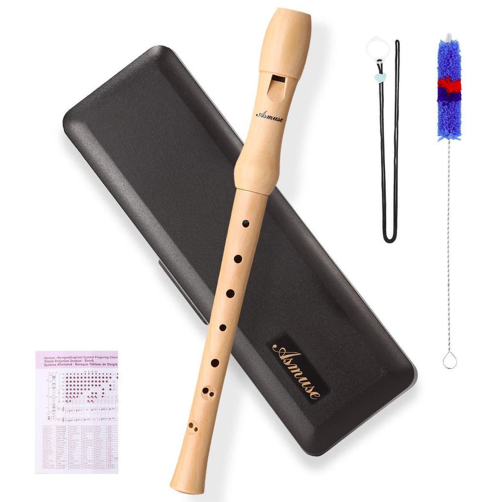 Asmuse Recorder Instrument Baroque Style Soprano Recorder Maple Wood 8 Hole C Key musical Instrument for children Students and beginners with Cleaning Rod Storage Case
