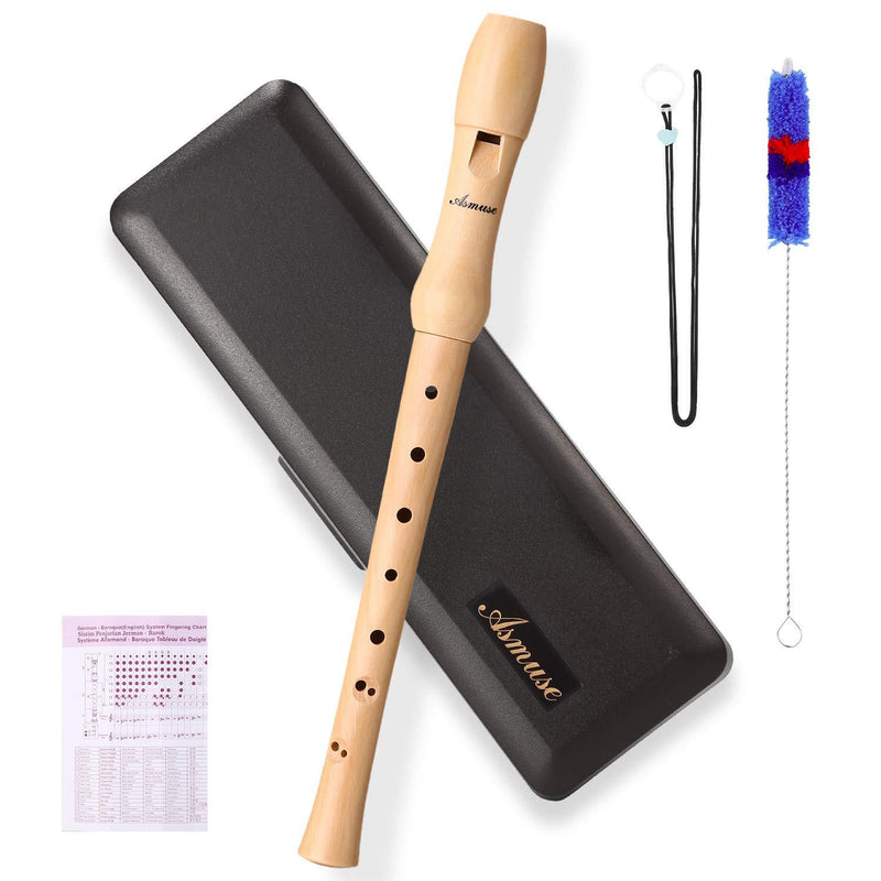 Asmuse Recorder Instrument Baroque Style Soprano Recorder Maple Wood 8 Hole C Key musical Instrument for children Students and beginners with Cleaning Rod Storage Case