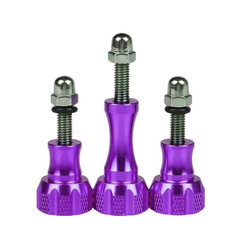 SLFC 3 Pcs Aluminum Alloy Thumbscrews for GoPro Hero 2018, GoPro Fusion, GoPro Hero 8/7/6/5/4/3/2/1 and DJI Osmo Action, 8 Colors, Very Durable, Standard Camera Mounts Screws (Purple) Purple