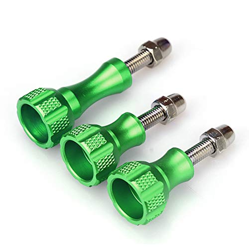 SLFC 3 Pcs Aluminum Alloy Thumbscrews for GoPro Hero 2018, GoPro Fusion, GoPro Hero 8/7/6/5/4/3/2/1 and DJI Osmo Action, 8 Colors, Very Durable, Standard Camera Mounts Screws (Green) Green