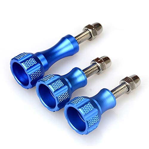 SLFC 3 Pcs Aluminum Alloy Thumbscrews for GoPro Hero 2018, GoPro Fusion, GoPro Hero 8/7/6/5/4/3/2/1 and DJI Osmo Action, 8 Colors, Very Durable, Standard Camera Mounts Screws (Blue) Blue