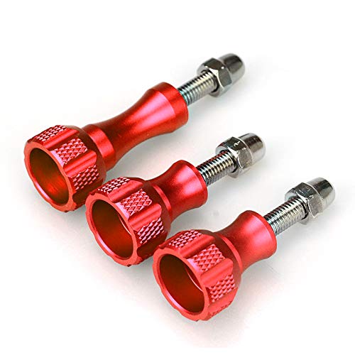 SLFC 3 Pcs Aluminum Alloy Thumbscrews for GoPro Hero 2018, GoPro Fusion, GoPro Hero 8/7/6/5/4/3/2/1 and DJI Osmo Action, 8 Colors, Very Durable, Standard Camera Mounts Screws (Red) Red