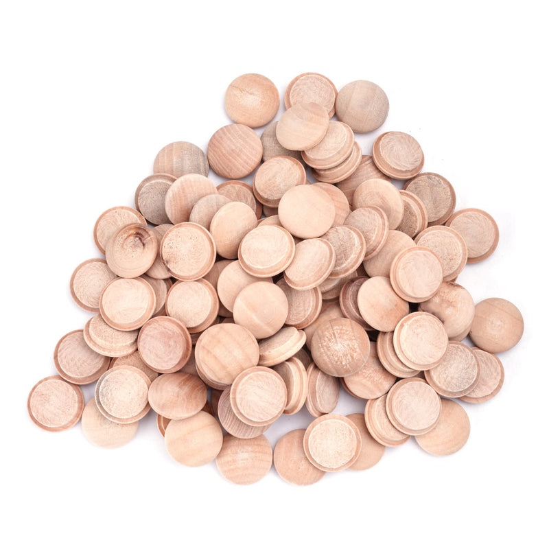 MroMax 100Pcs Round Wood Button Plugs 0.79" Dia Cherry Hardwood Furniture Buttons Caps 20mm Wooden Screw Covers for Screw Holes Craft Furniture Decoration Woodworking