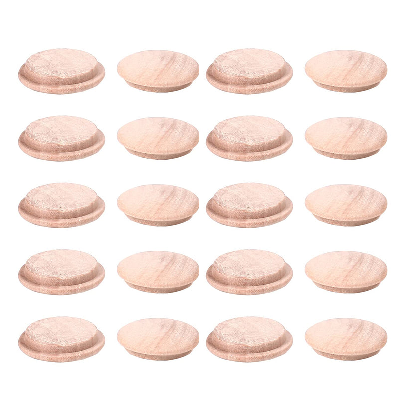 MroMax 100Pcs Round Wood Button Plugs 0.98" Dia Cherry Hardwood Furniture Buttons Caps 25mm Wooden Screw Covers for Screw Holes Craft Furniture Decoration Woodworking