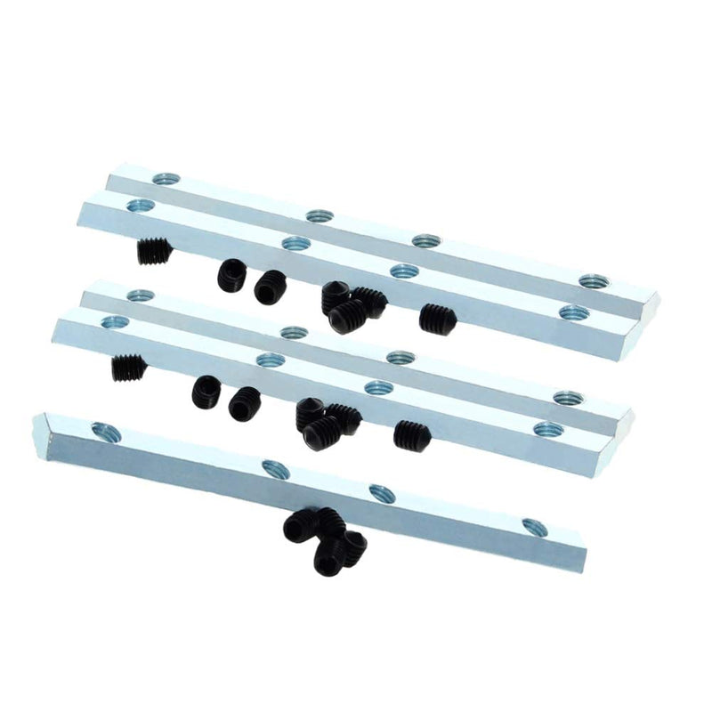 MroMax 20 Series Linear Connector 3.94" x 0.39" x 0.2" (L x W x T) Carbon Steel Galvanized Silver Straight Piece Connection Part 5PCS
