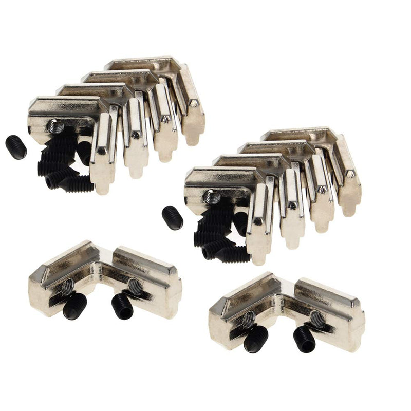 [AUSTRALIA] - MroMax Internal Joint Bracket 1.5" x 1.22" (L x H), Internal Angle Connector 40 Series for Aluminum Extrusion Profiles, Silver 10 PCS (with Set Screw) 