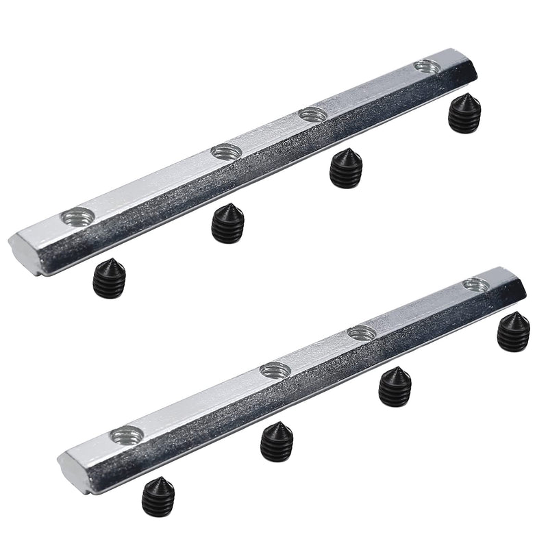 MroMax 20 Series Linear Connector 3.94" x 0.39" x 0.2" (L x W x T) Carbon Steel Galvanized Silver Straight Piece Connection Part 4PCS