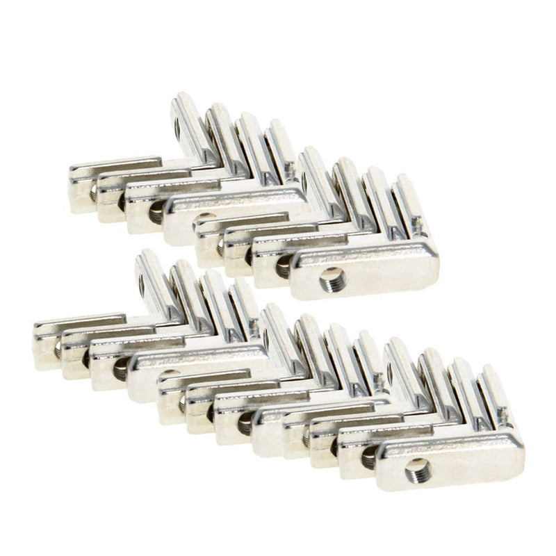 MroMax Internal Joint Bracket 1.02" x 0.98" (L x H), Internal Angle Connector 20 Series for Aluminum Extrusion Profiles, Silver 20 PCS (Without Fixing Screws)