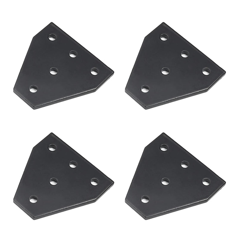 [AUSTRALIA] - MroMax 5 Pcs Aluminum Alloy Outside Joining Plate 2.36" x 2.36" x 0.16" (L x W x T) with 5Hole Joint Bracket Black 