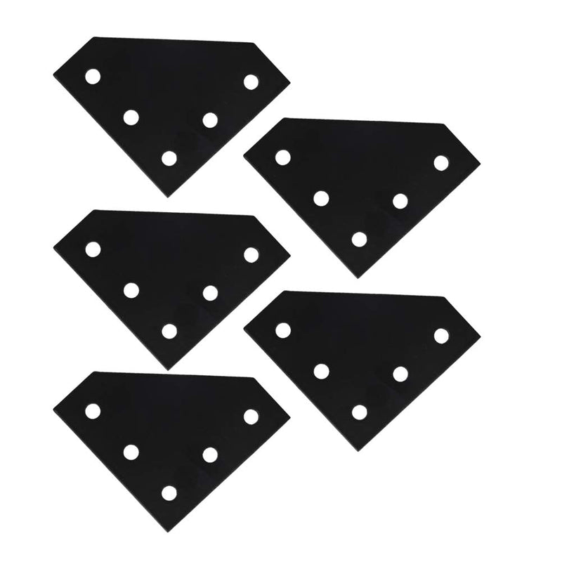 MroMax 5 Pcs Aluminum Alloy Outside Joining Plate 2.36" x 2.36" x 0.16" (L x W x T) with 5Hole Joint Bracket Black