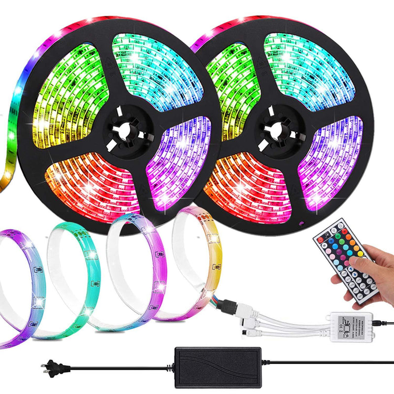 [AUSTRALIA] - LED Strip Lights,Attuosun 32.8feet/10M RGB Color Changing Self-Adhesive Led Light Strip,Waterproof 5050 300Leds Flexible Rope Light Kit with 44Key IR Remote Controller and 12V Power Supply for Home Rgb (Red, Green, Blue) 
