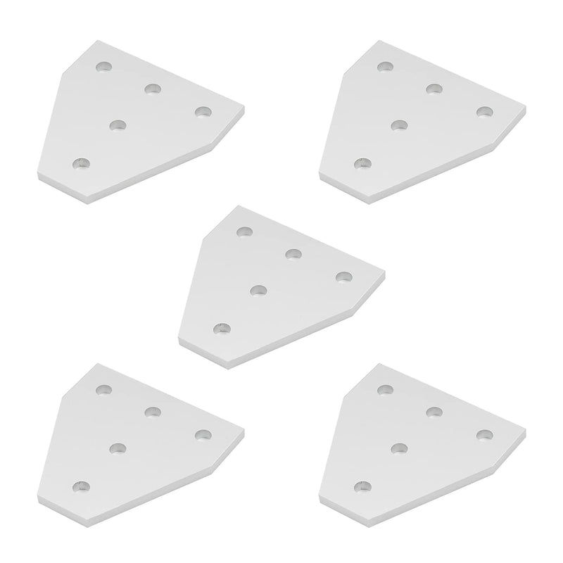 MroMax 5 Pcs Aluminum Alloy Outside Joining Plate 2.36" x 2.36" x 0.16" (L x W x T) with 5Hole Joint Bracket Silver