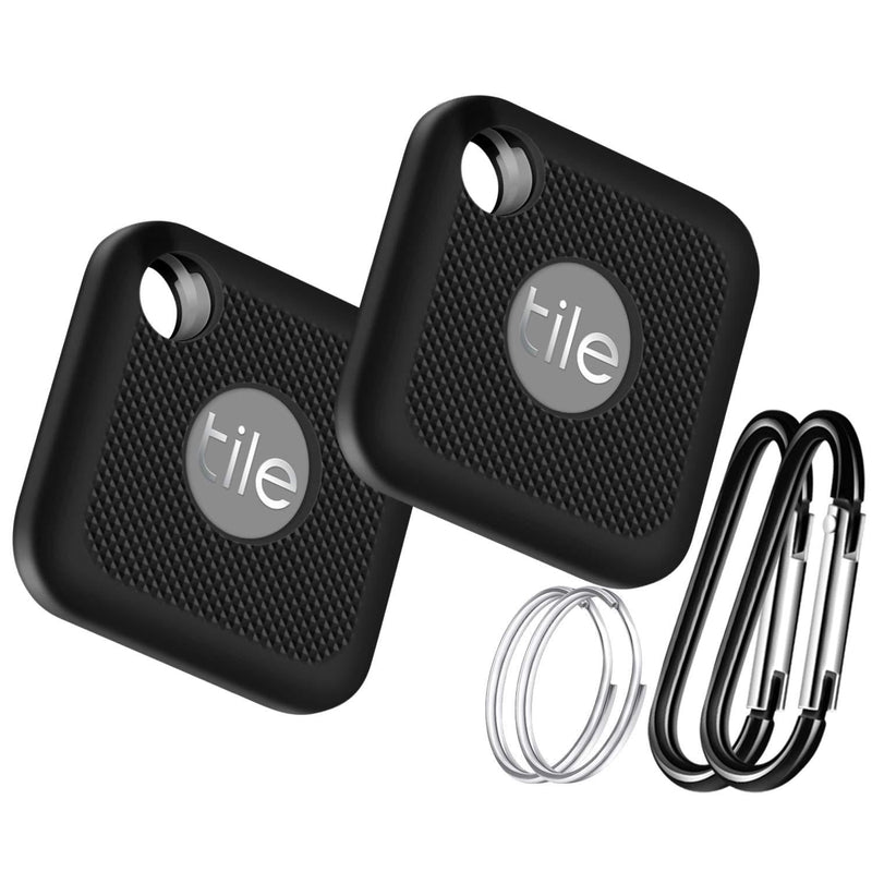 Silicone Case for Tile Pro (2020 & 2018), 2 Pack Cover Case Anti-Scratch Lightweight Soft Full Body Shock Protective Sleeve Ultra Slim Skin for Tile Pro Bluetooth Anti-Loss Device with Carabiner Black