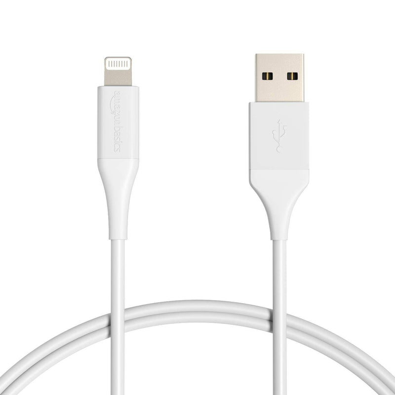 Amazon Basics iPhone Charger Cable, ABS USB-A to Lightning, MFi Certified, for Apple iPhone, iPad, 10,000 Bend Lifespan - White, 6-Ft 6 Foot 1-Pack