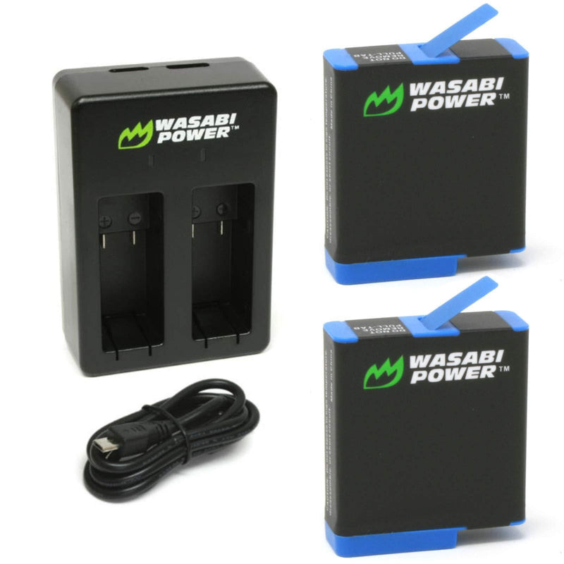 Wasabi Power HERO8 Battery (2-Pack) and Dual Charger for GoPro Hero 8 Black (All Features Available), Hero 7 Black, Hero 6 Black, Hero 5 Black, Hero 2018, Fully Compatible with Original