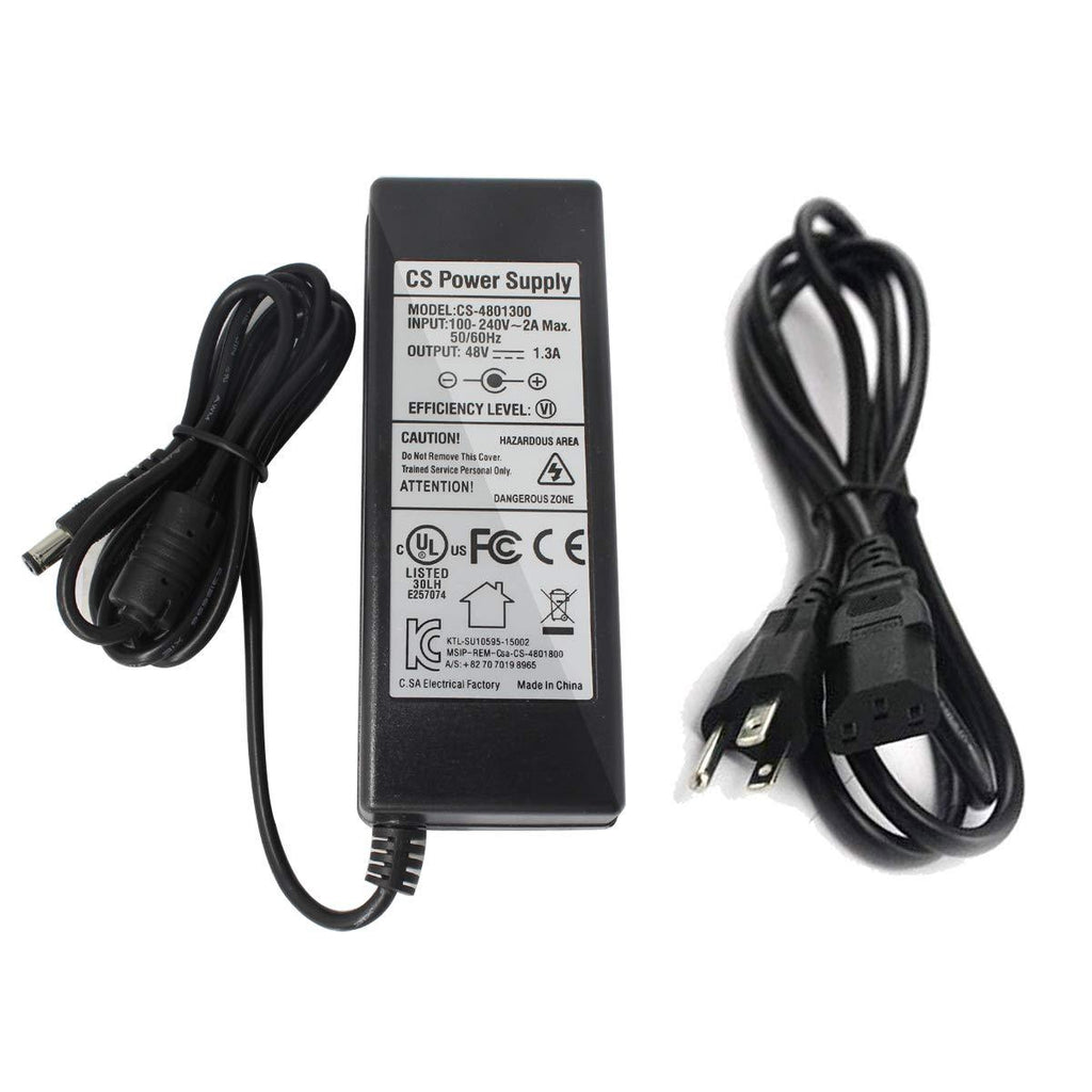 AC to DC 48V 1.3A 60Watt Power Supply Adapter, Plug 5.5mm x 2.1mm, UL Listed