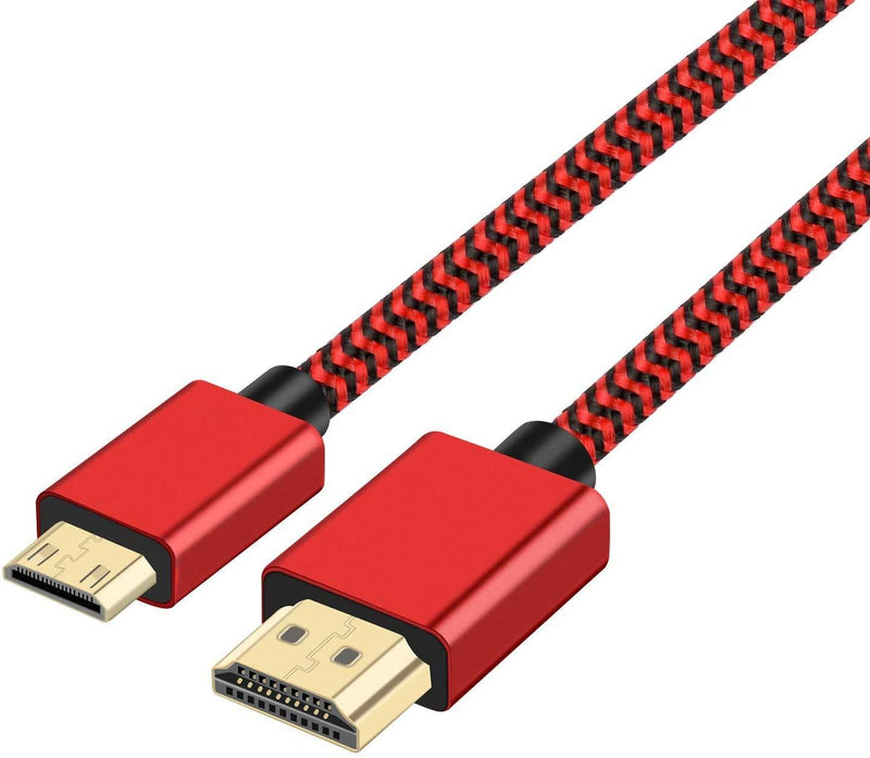 2 Pack Mini HDMI to HDMI Cable 10FT,UseBean High Speed 4K 60Hz Mini HDMI Male to Male HDMI 2.0 Cord,Compatible with Sony/Nikon/Canon Camera, Camcorder,Laptop,Graphics Video Card,Raspberry Pi Zero W Red