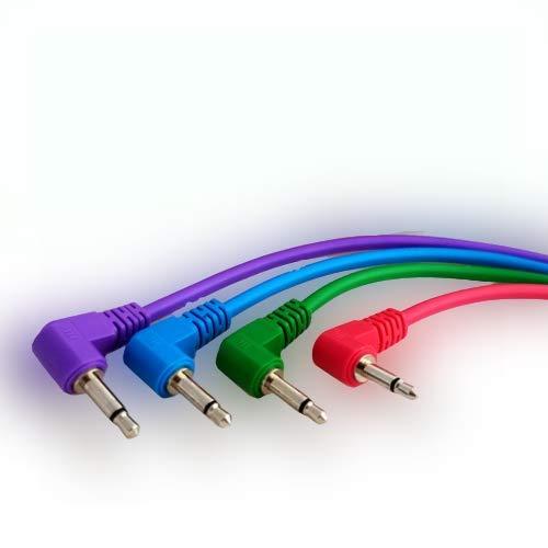 [AUSTRALIA] - Right Angle Connectors Eurorack Cables for Home Recording Studio Patch Bay. Premium Quality, Perfect for semi-Fixed Connections. Kit has 4 Cables Multi-Colored 1&2ft Cables. Ideal for Music Producers 