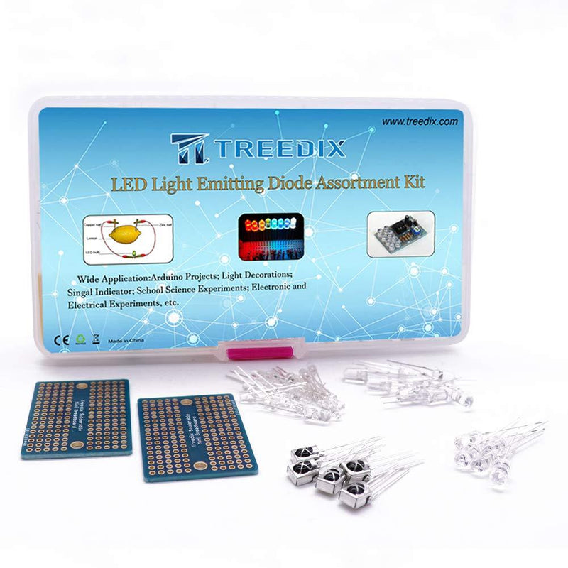 Treedix 490pcs 3mm 5mm LED Emitting Diode Transparent LED Lamp Assortment Set Kit 6 Colors Red Green Blue Orange White Purple Kit Box Infrared Emitter IR Receiver with 80pcs Resistor Kit