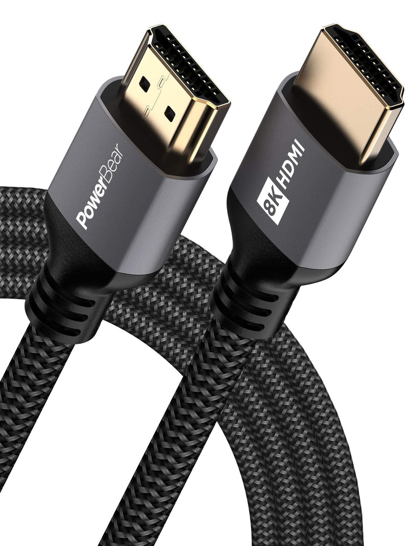 PowerBear 8K HDMI Cable 10 ft | High Speed, Braided Nylon & Gold Connectors, 8K @ 60Hz, 4K @ 120 HZ, 2K, 1080P & ARC Compatible | for Laptop, Monitor, PS5, PS4, Xbox One, Fire TV, Apple TV & More 10 Feet 1