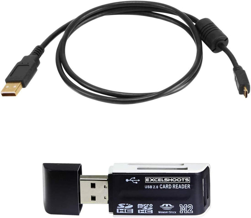 Excelshoots USB Works for Canon EOS 90D Digital DSLR Camera, USB Computer Cord/Cable for Canon EOS 90D Digital DSLR Camera + Card Reader