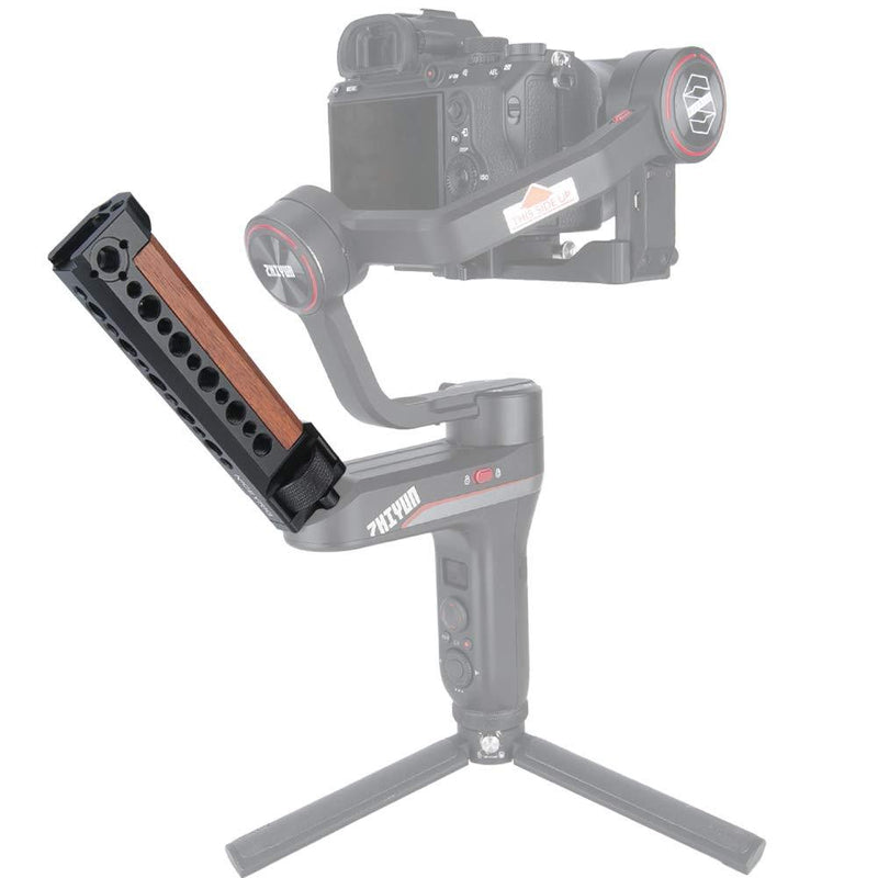 NICEYRIG Wooden Handle for ZHIYUN WEEBILL S Gimbal Stabilizer, Grip with 1/4 3/8 ARRI Mounting Holes and Cold Shoe - 341