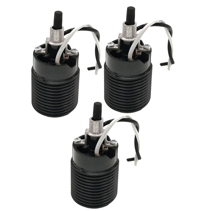 Phenolic (Bakelite) Threaded Medium Base E26 Fixture Socket with 10cm Wire, TWDRTDD US E26 Standard Lamp Holder (with Rotary Switch,Black)