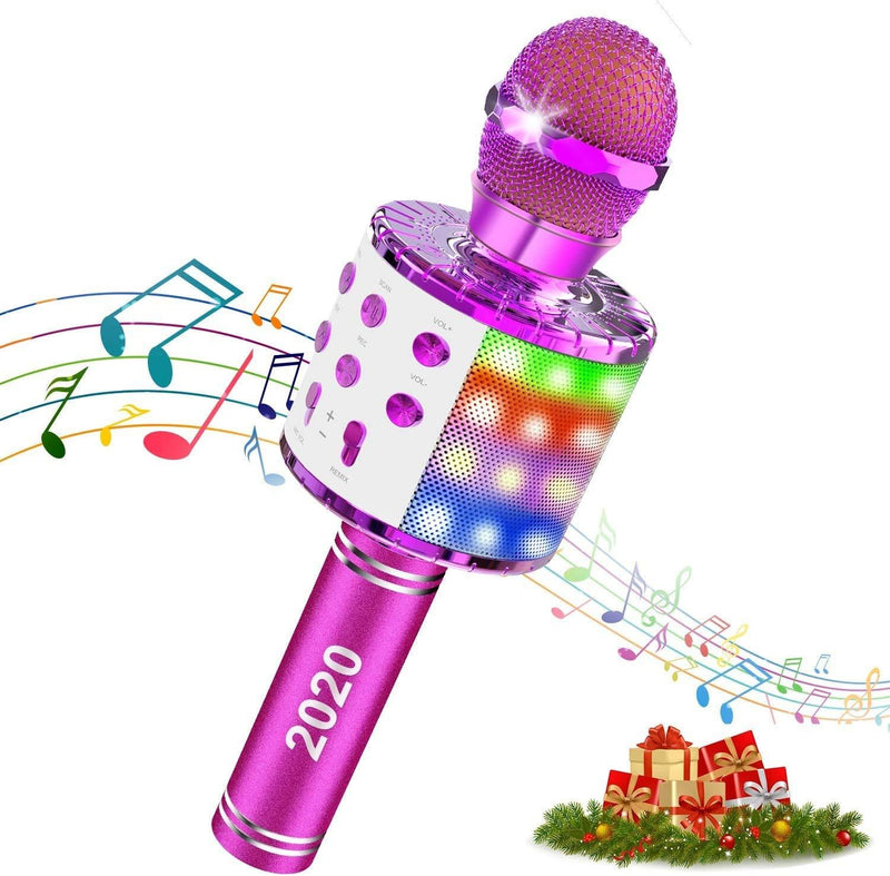 [AUSTRALIA] - Wireless Bluetooth Karaoke Microphone, 4-in-1 Portable Handheld Karaoke Mic Speaker Machine, Christmas Birthday Home Party for Android/iPhone/PC or All Smartphone A-Purple 