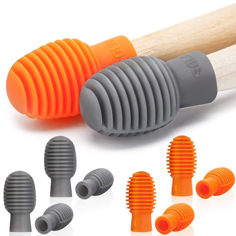 8 Pieces Drum Mute Drumstick Silent Tip Drum Dampener Accessory Rubber Practice Percussion Tips Mute Replacement Drum Practice Tips (Orange and Grey)